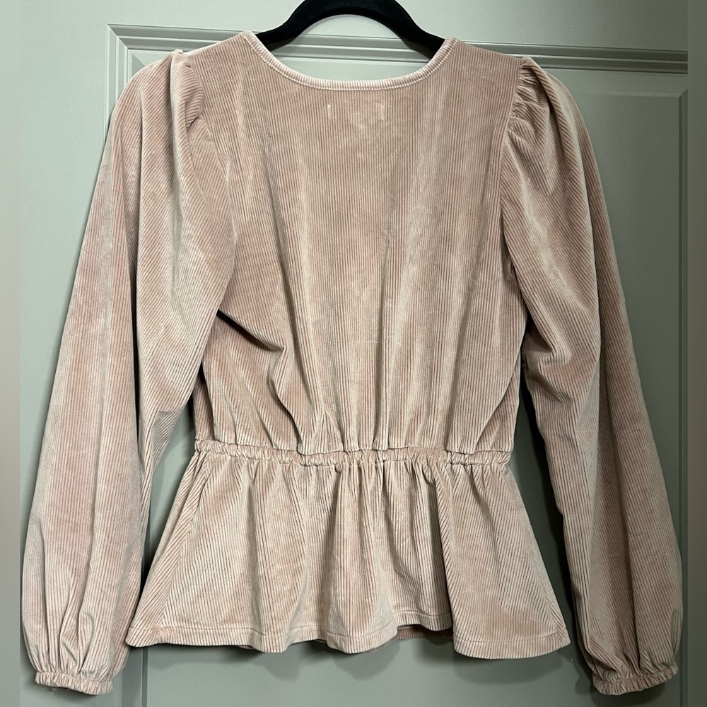 Madewell Corduroy Tie-Front Faux-Wrap Top Sz XS in Warm Sandstone - Picture 5 of 7
